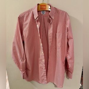 Men’s red and white striped dress shirt from The Andover Shop size 15.5 34